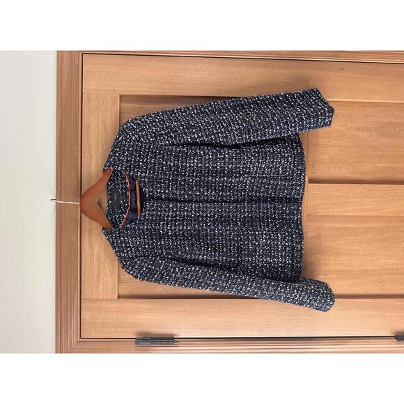 J.Crew Sparkling Blue Midnight Tweed Cropped Jacket Wool Blend Women’s size 10 - Picture 2 of 15